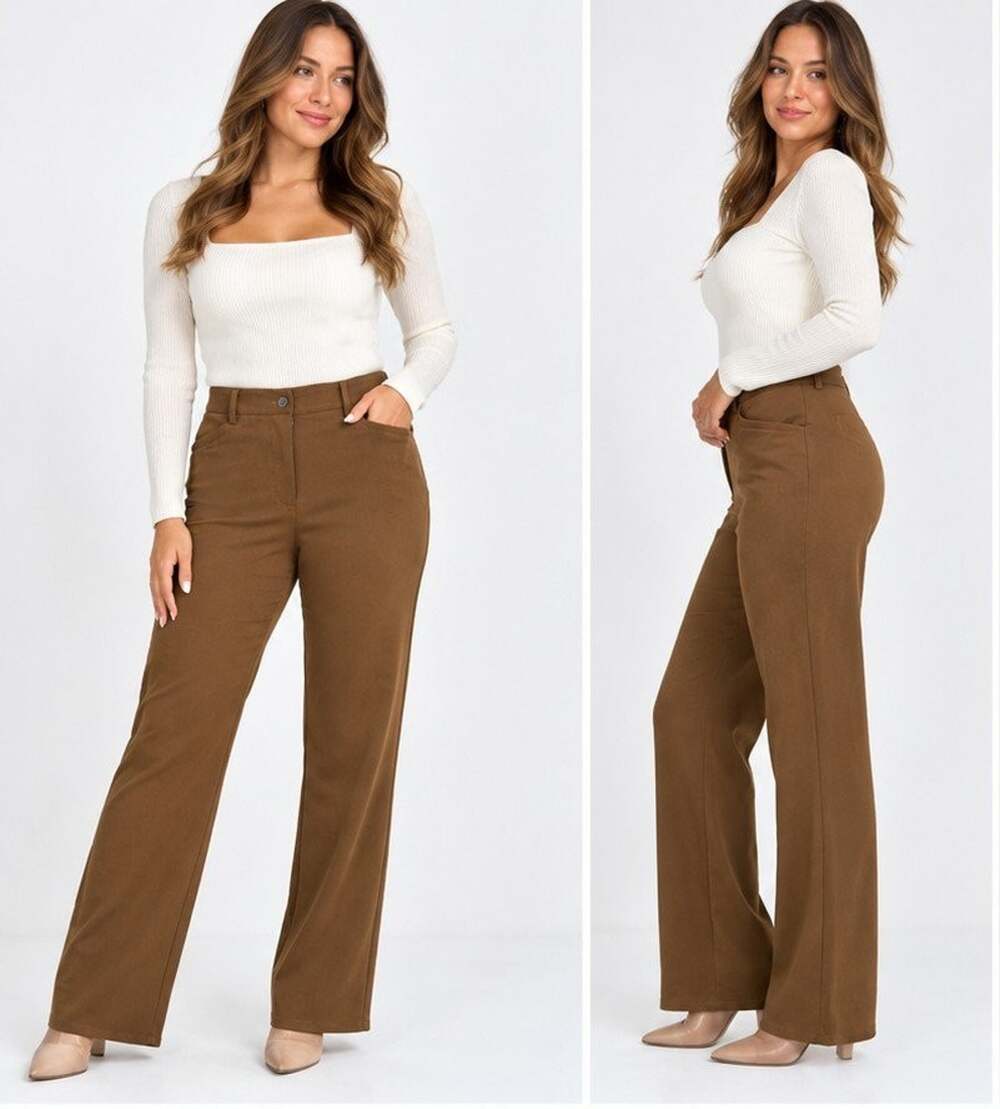 Coldwater Creek Womens Pants 12P Petite Brown Stretch Straight Leg Dress Slacks